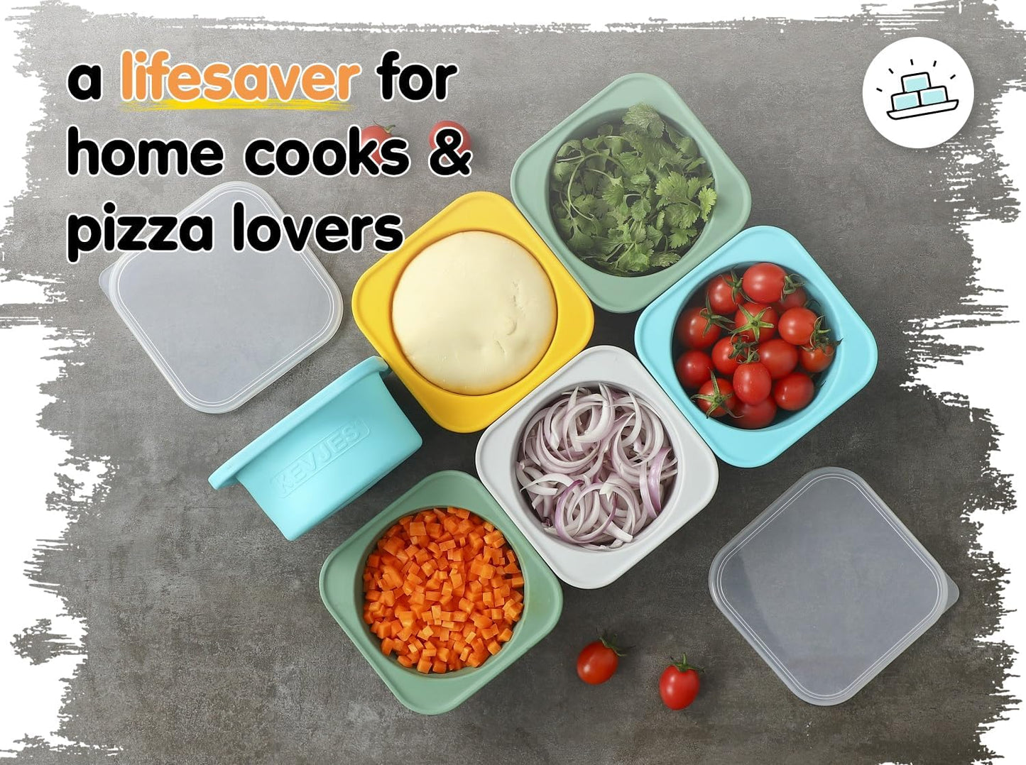 Stackable Silicone Artisan Pizza Dough Proofing Boxes Proving Containers with Lids pizza making accessories-4 pack-500ml portion (Green)