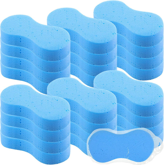 Vesici 24 Pack Car Wash Sponges Large Sponges Bulk Big All-Purpose Scrubber Thick Foam Car Cleaning Supplies for Washing Boat Kitchen Household with Single Vacuum Compressed Packing (Blue)