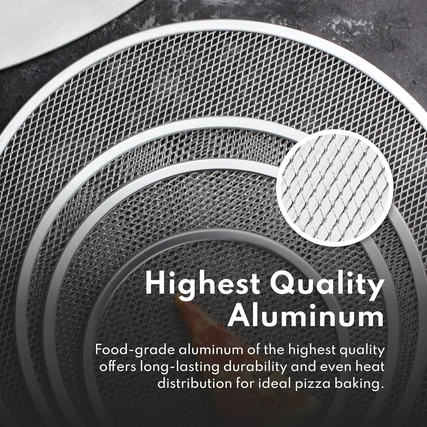 New Star Foodservice 50974 Restaurant-Grade Aluminum Pizza Baking Screen, Seamless, 16-Inch, Pack of 6