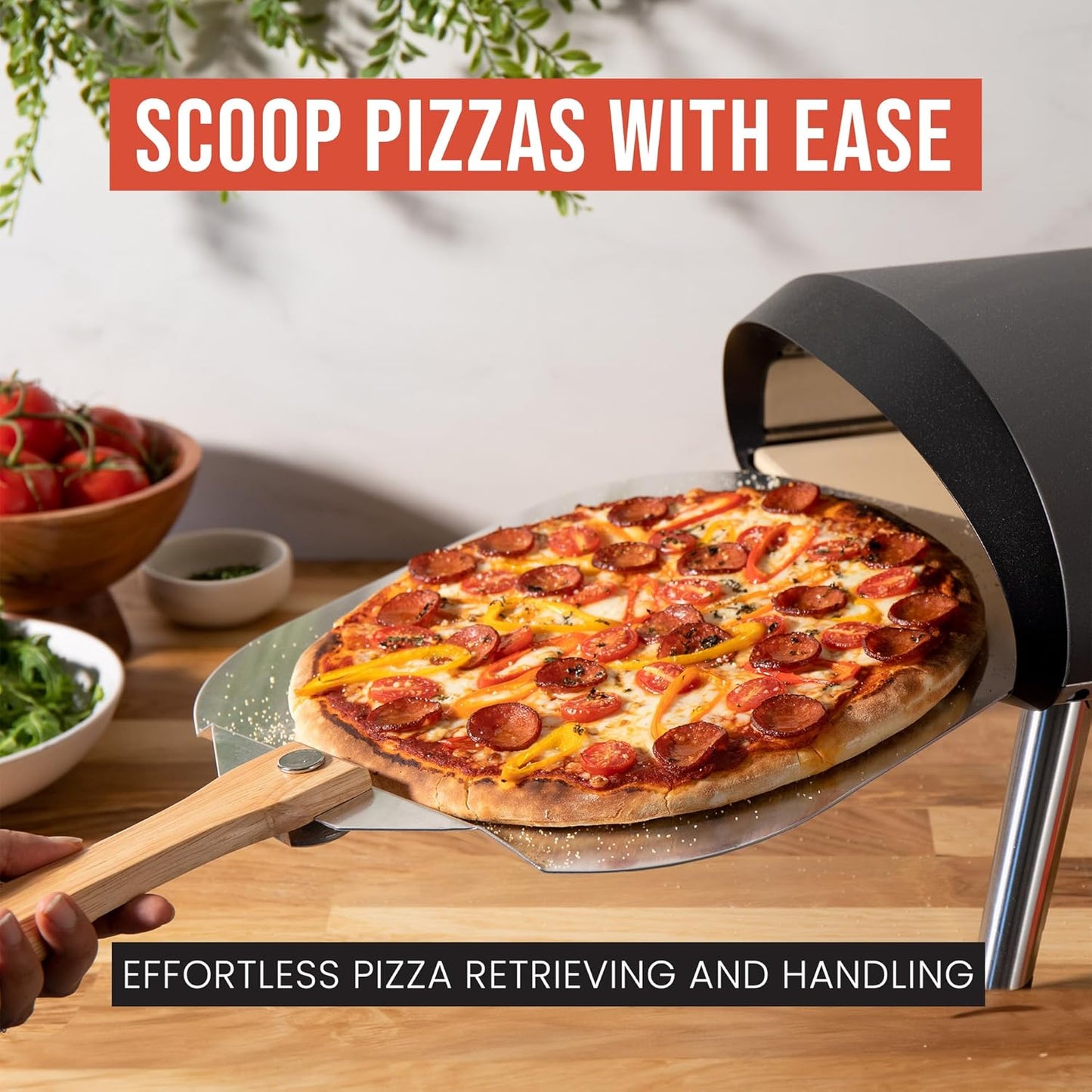 Chef Pomodoro Pizza Peel 16 inch, Pizza Spatula with Foldabe Wood Handle for Easy Storage, Pizza Accessory for Homemade Pizza
