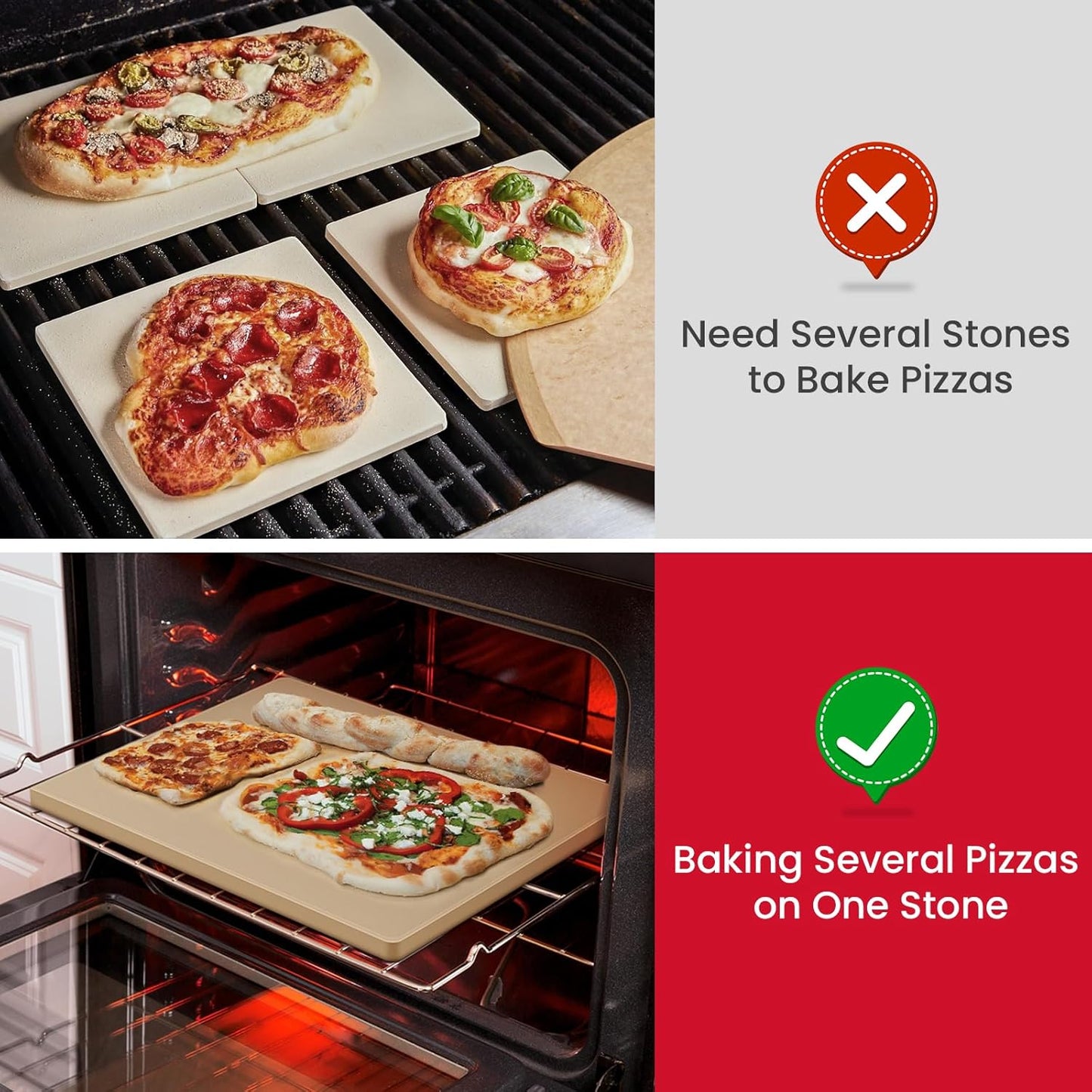 Unicook Large Pizza Stone for Oven 20 Inch, Rectangular Baking Stone 20" x 13.5" x 0.67", Heavy Duty Cordierite Bread Pan, Thermal Shock Resistant, Ideal for Baking Large or 2 Personal Pizzas