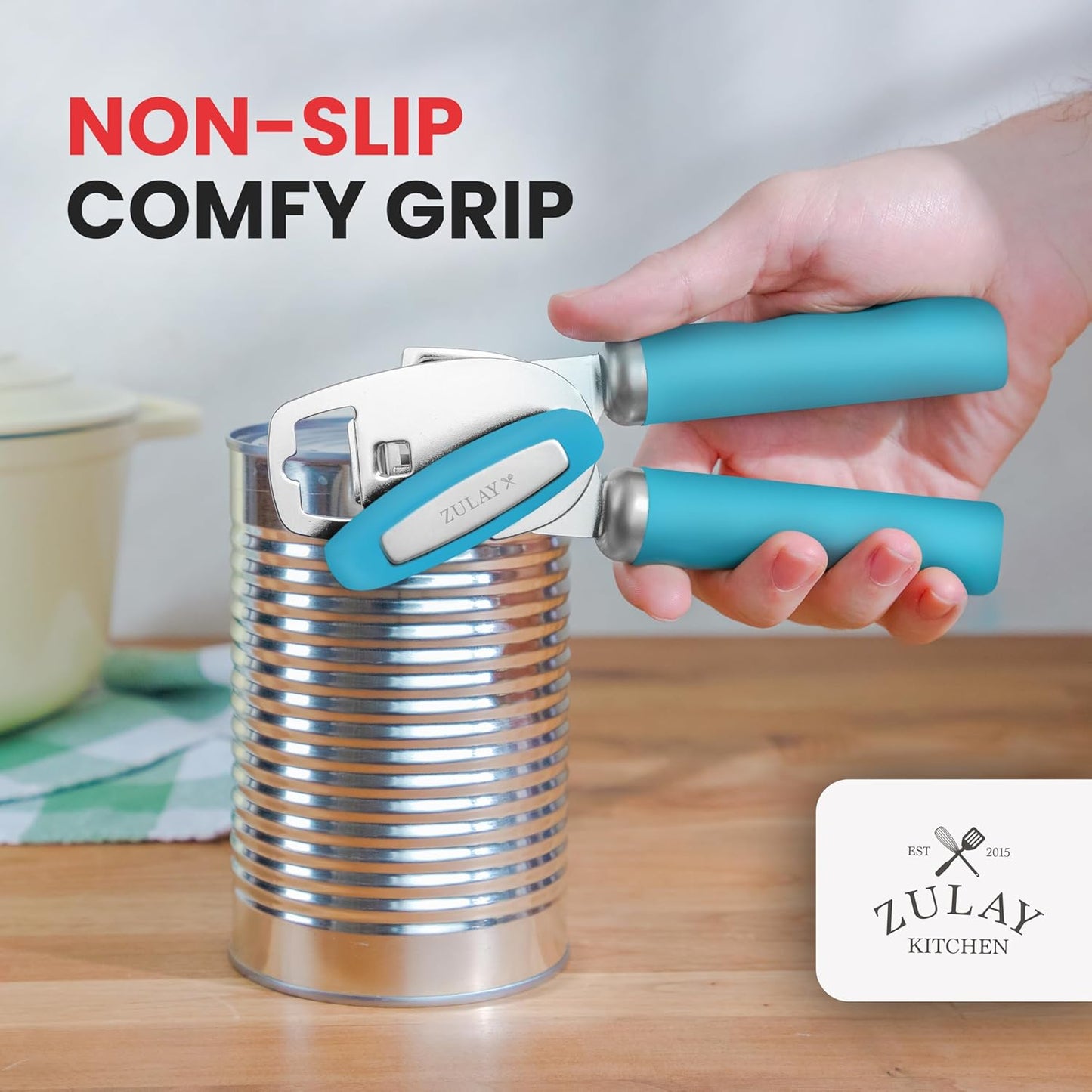Zulay Kitchen Manual Can Opener with Bottle Opener with Turn Knob