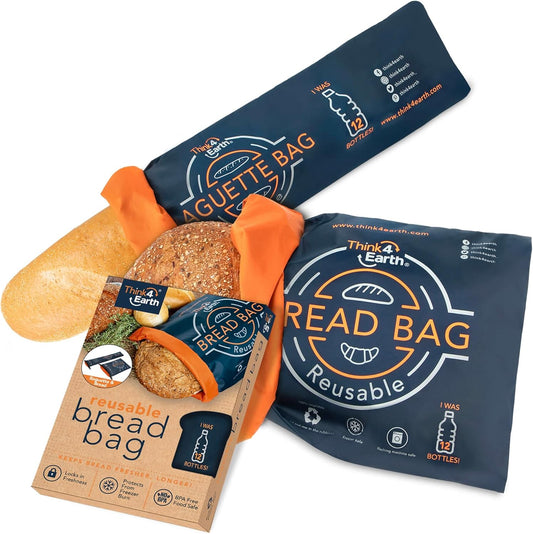 THINK4EARTH® - Large Bread and Baguette Bags (Dark Blue, Bread & Baguette Set)
