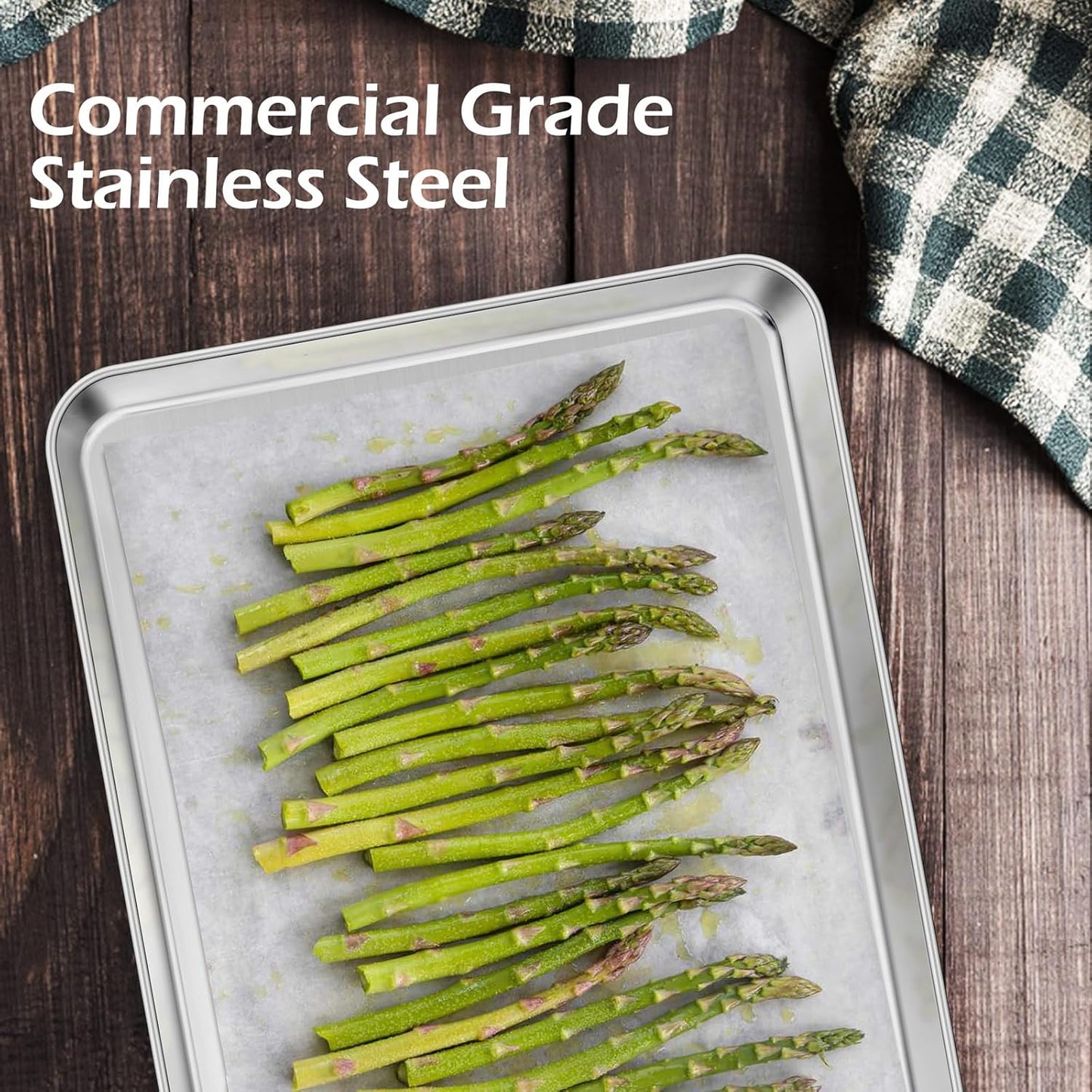 3Pack Cookies Sheets for Baking, Leonyo Stainless Steel Baking Sheets Pans, 1Inch Deep Metal Quarter Sheet Pan Tray for Cookies, Dishwasher Safe