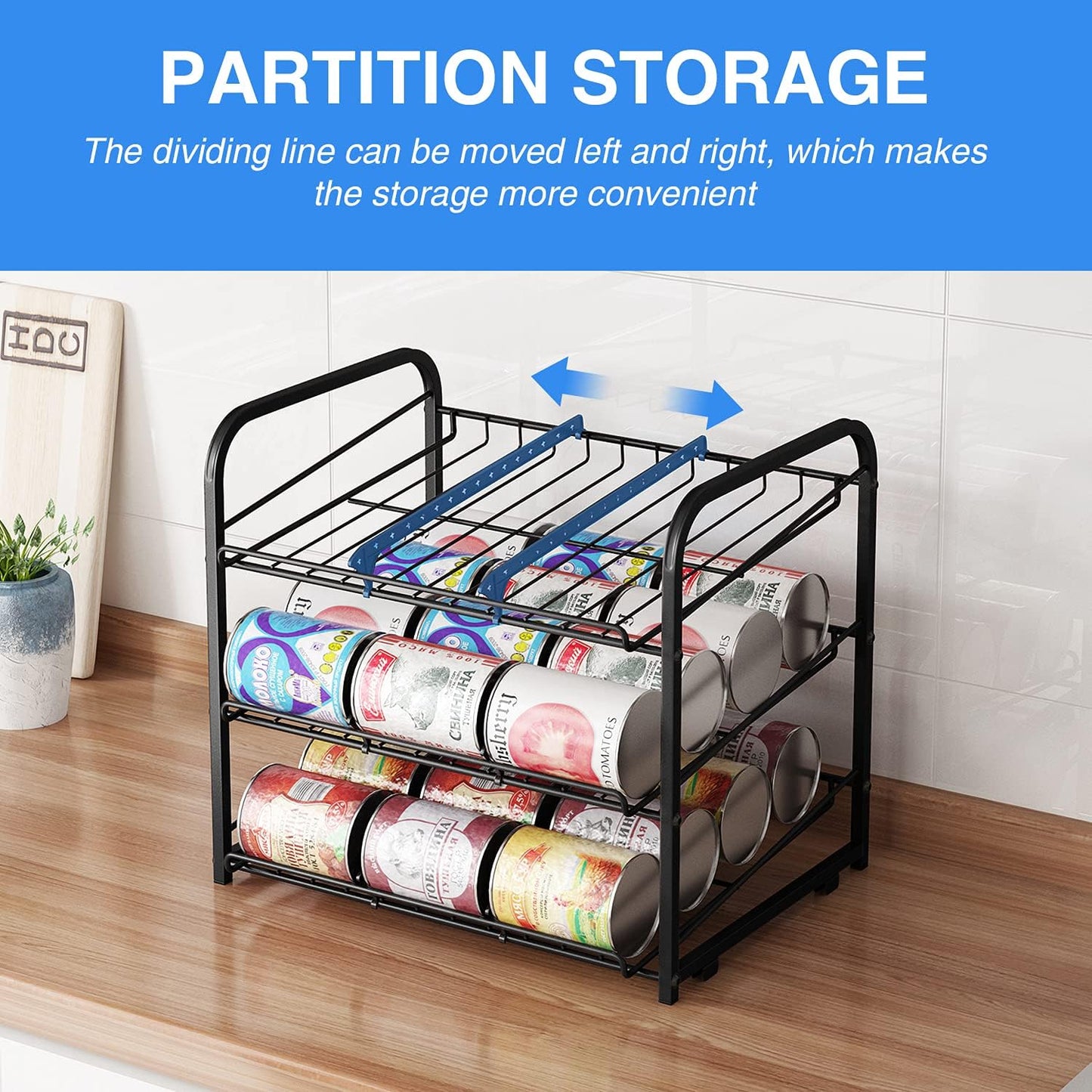 AIYAKA Can Rack Organizer, 3 Tier Stackable Can Storage Dispenser, for Food Storage, Kitchen or Pantry, Storage for 36 Cans, Black