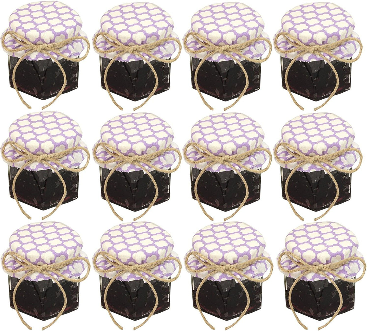 1.5 oz Hexagon Mini Glass Jars with Silver Lids (Pack of 24)