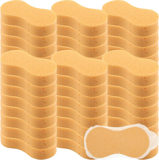 Vesici 48 Pack Car Wash Sponges Large Sponges Bulk Big All-Purpose Scrubber Thick Foam Car Cleaning Supplies for Washing Boat Kitchen Household with Single Vacuum Compressed Packing (Earthy Yellow)