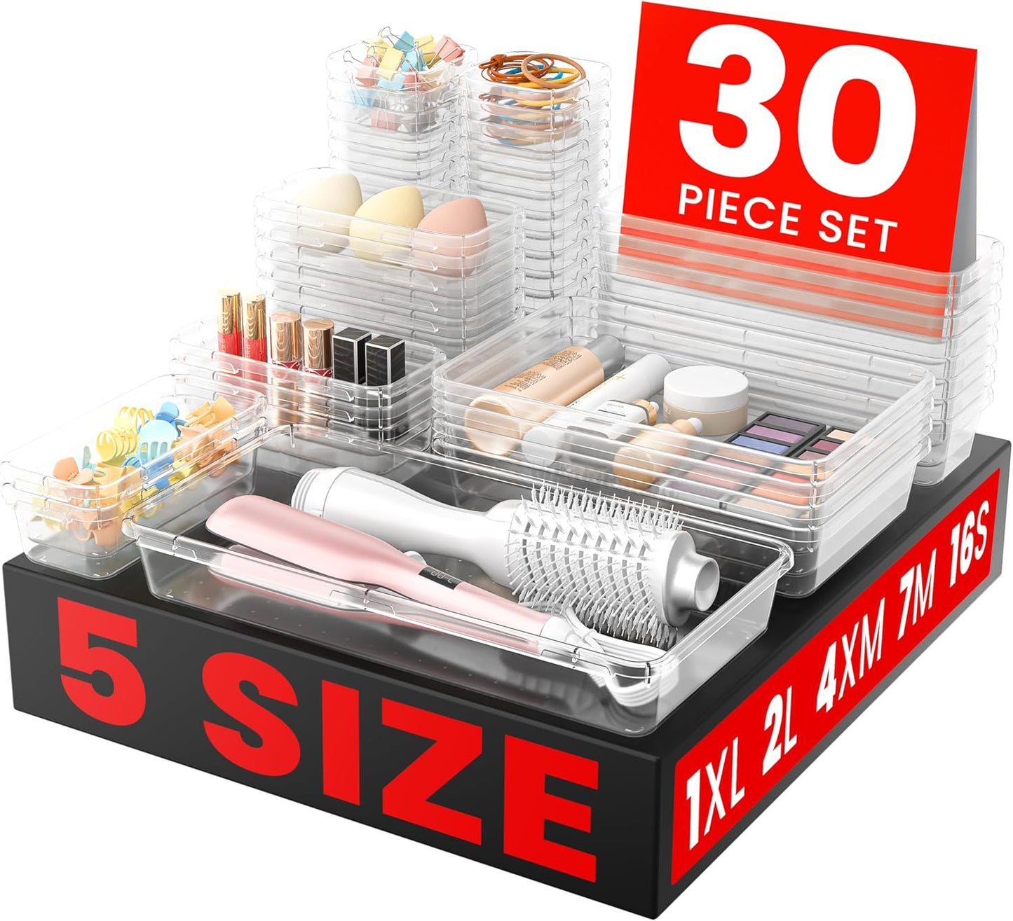 A-LuGei【𝟯𝟬𝗣𝗰𝘀【𝟱 𝗦𝗶𝘇𝗲】 Drawer Organizer