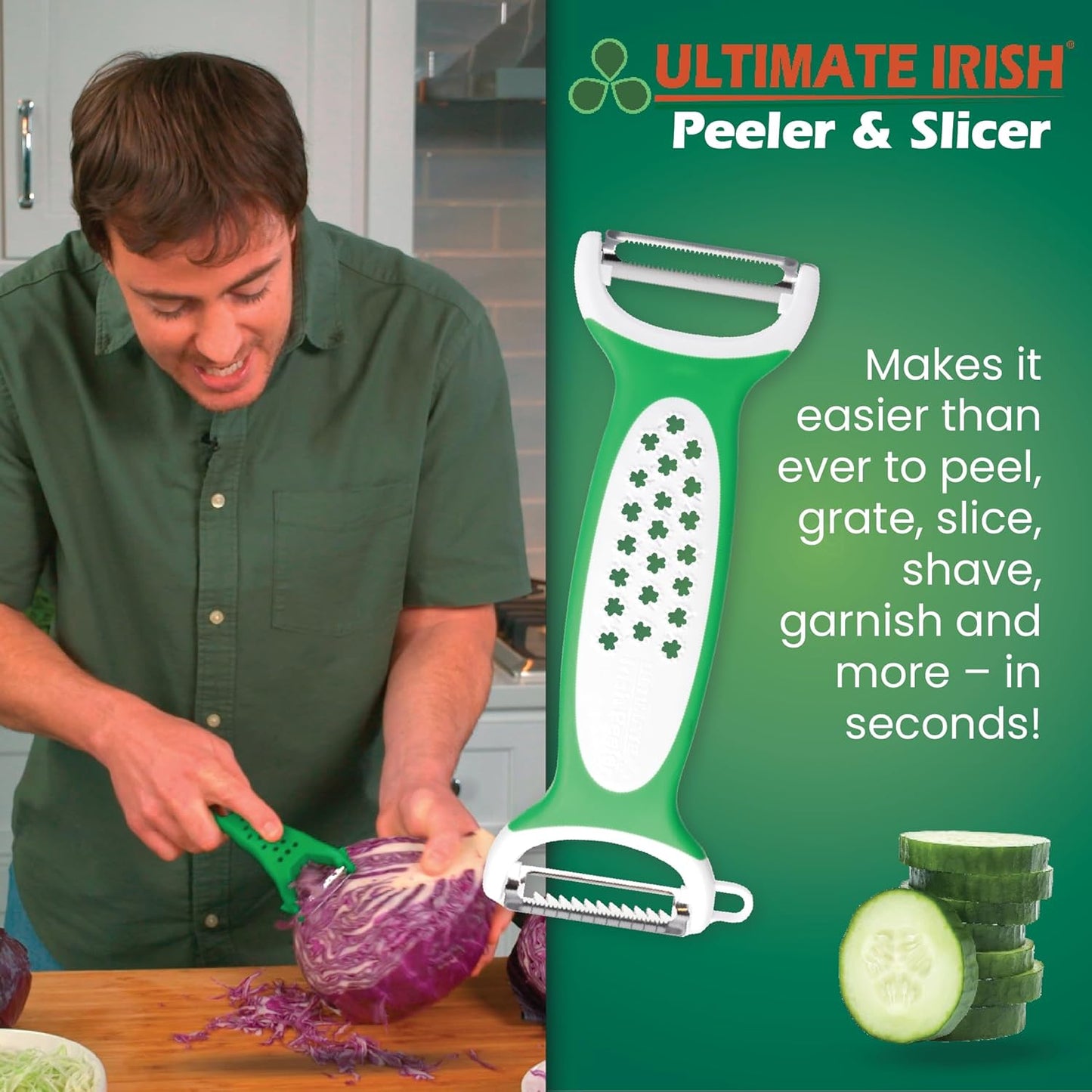 Peeler & Slicer – Ronnie Neville’s Original As Seen on TV 3-in-1 Kitchen Tool, Vegetable, Potato & Julienne Peeler, Stainless Steel Kitchen Tool, Cheese Cutter