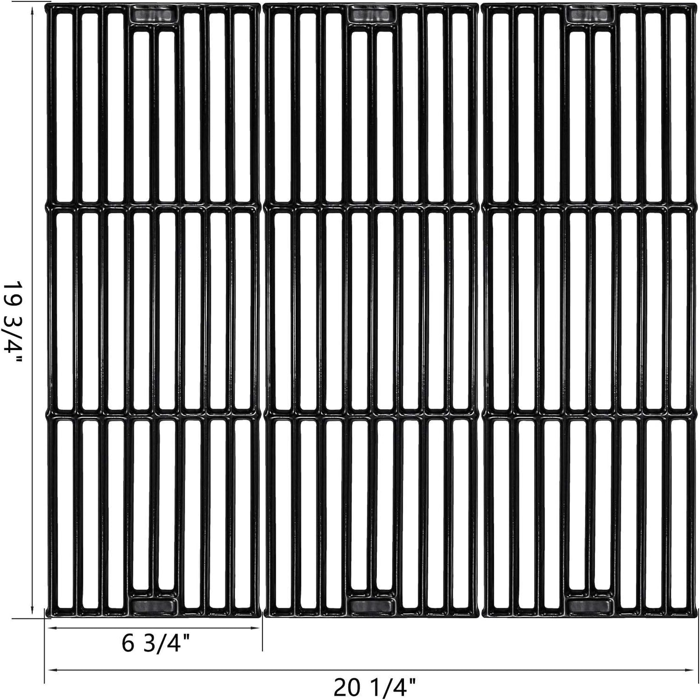 Uniflasy Porcelain Cast Iron Grill Cooking Grates for Chargriller 5050, 3001, 3008, 3030, 3725, 4000, 2121, King Griller 3008, 5252, 19 3/4 Inch Coated Cast Iron Grill Grid Grates Replacement