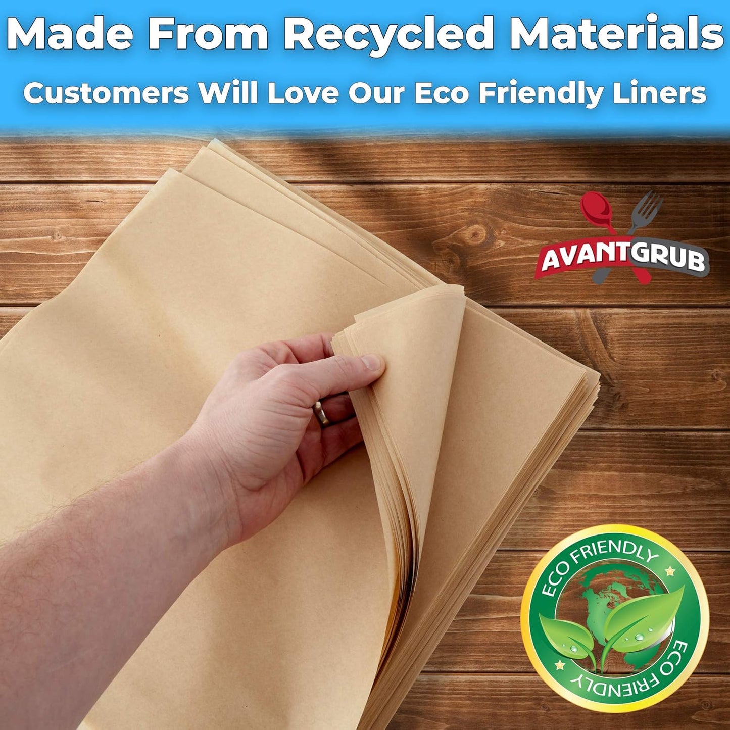 Eco Friendly, Grease Proof 12" x 12" Deli Wrap 250 Pk. Best Kraft Food Wrapping Paper Sheets for Picnic, Festival, Fair or BBQ. Perfect Liner for Tray, Basket or Boat. Quality Bulk Restaurant Supply