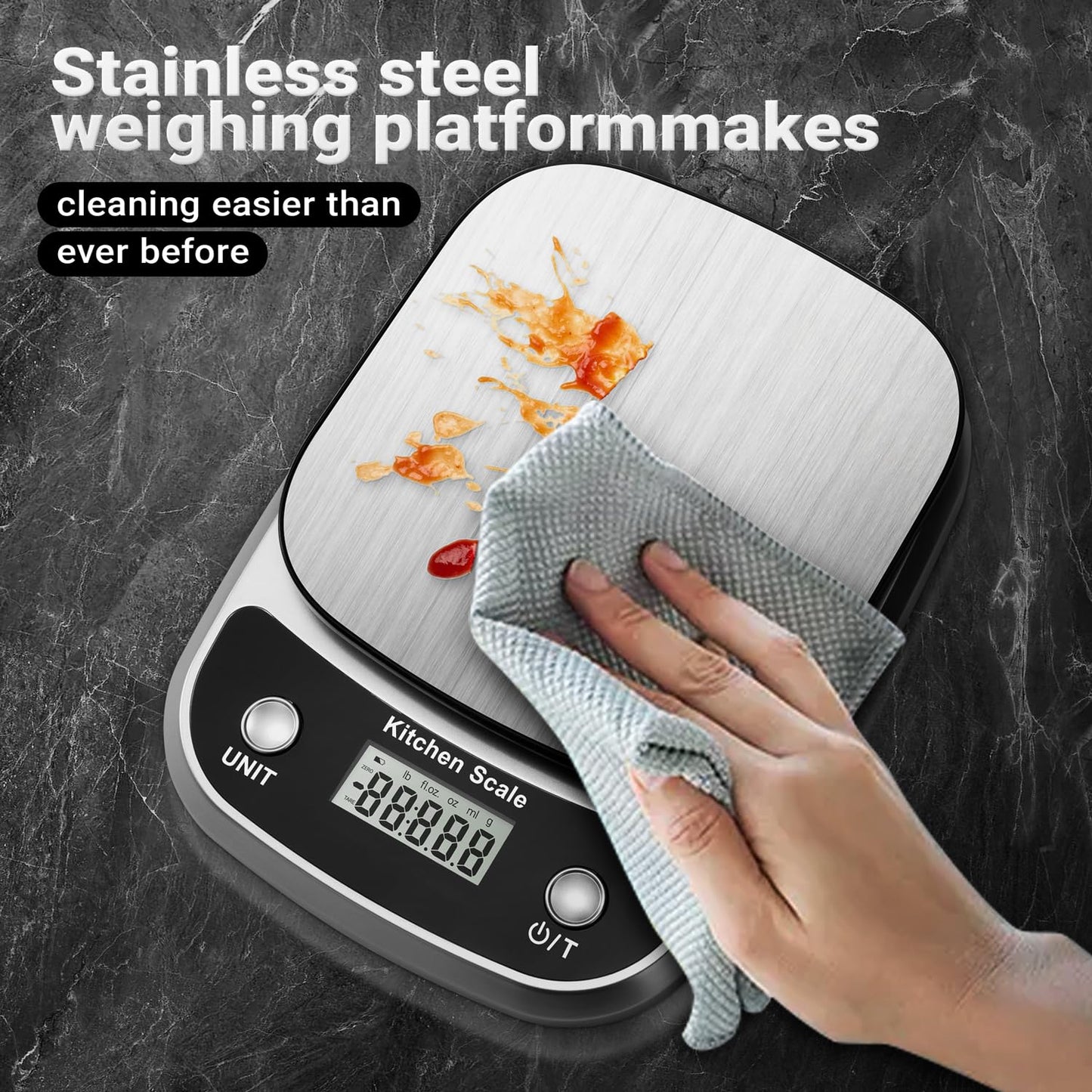 Food Kitchen Scale Digital Weight Grams and Oz，Professional Digital Kitchen Food Scales 10kg/1g for Weight Loss Dieting Baking Cooking,Stainless Steel Weighing Platform,LCD Display