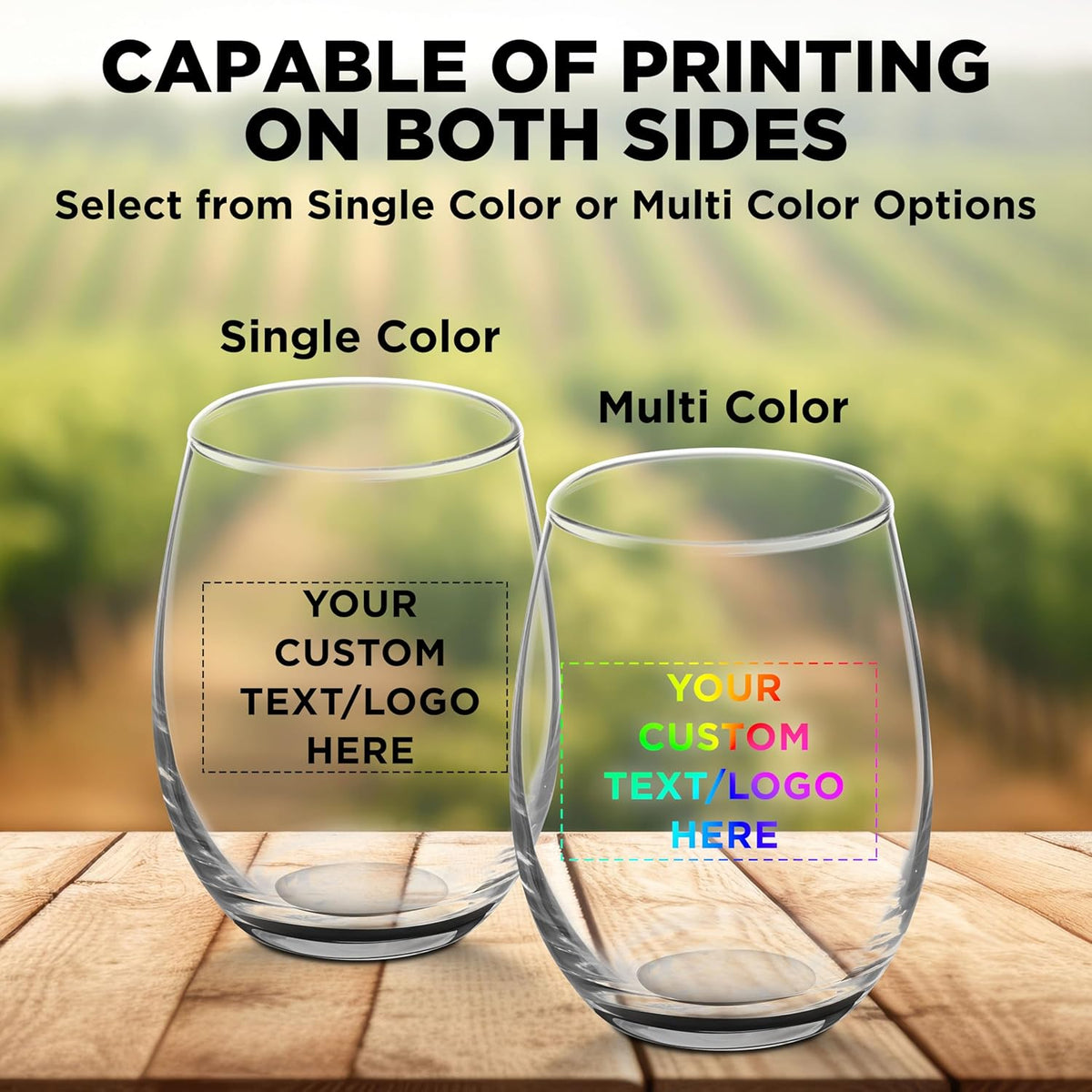 Custom Stemless Wine Glasses by ARC 5.5 oz. Set of 100, Personalized Bulk Pack - Perfect for Hotel, Bar, Restaurant or Lounge - Black