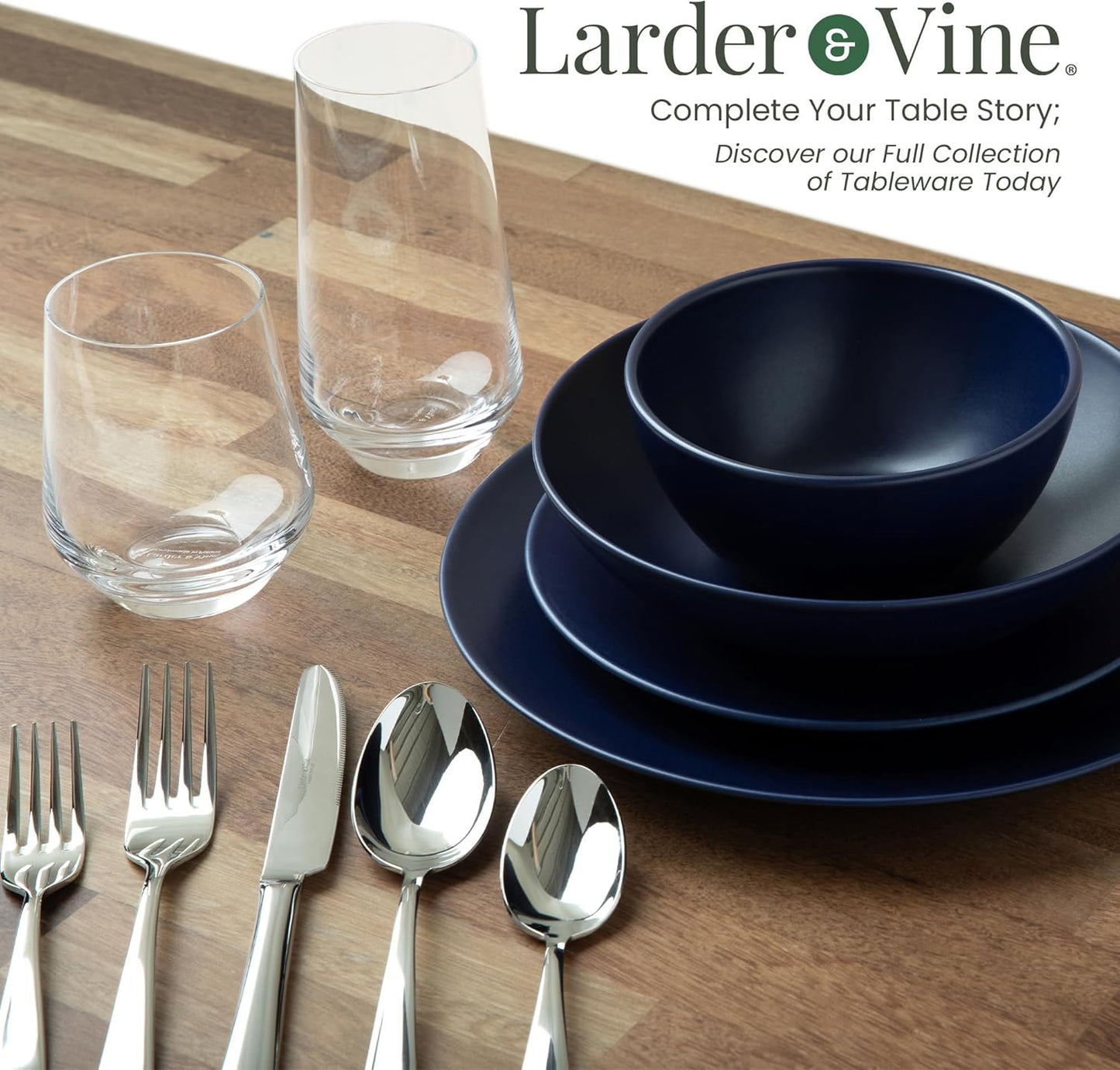 Signature Stainless Steel Flatware 20-Piece Set - Service for 4, Premium Stainless Steel with Weighted Handles, Dishwasher Safe, Everyday or Special Occasion Cutlery (Mirror Finish)