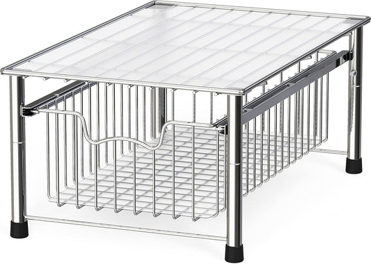 Simple Houseware Stackable Basket Drawer, Chrome