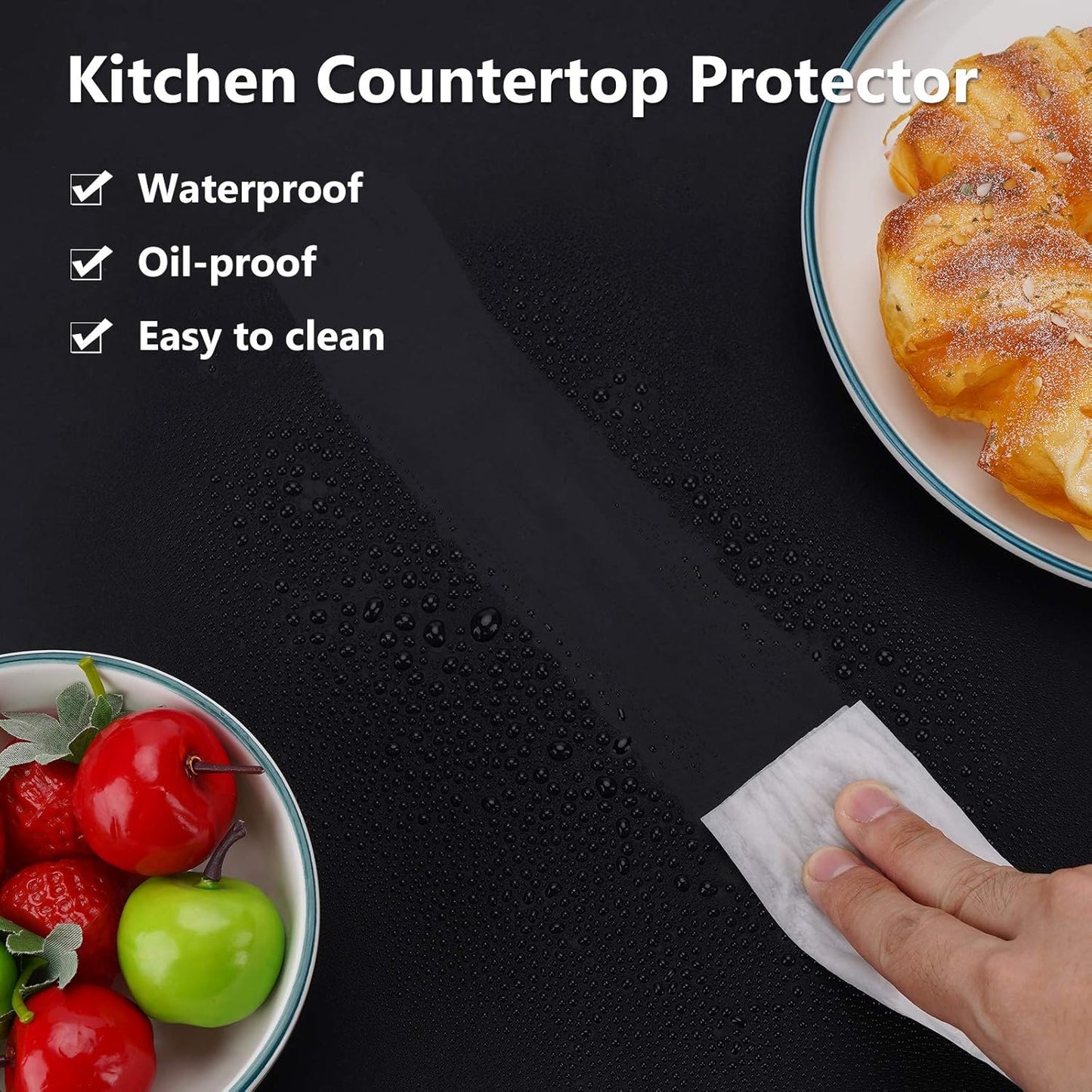 Gartful Extra Large Silicone Mats for Countertop, 28" by 20" Multipurpose Mat, Counter Table Protector, Desk Saver Pad, Placemat Nonstick Nonskid Heat-Resistant Pad, Black
