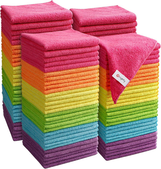 Orighty Cleaning Cloths Pack of 120, Highly Absorbent Microfiber Cleaning Supplies, Lint Free Cloths for Multiple-use, Powerful Dust Removal Clean Rags for House, Kitchen, Car Care(12x12 inch)