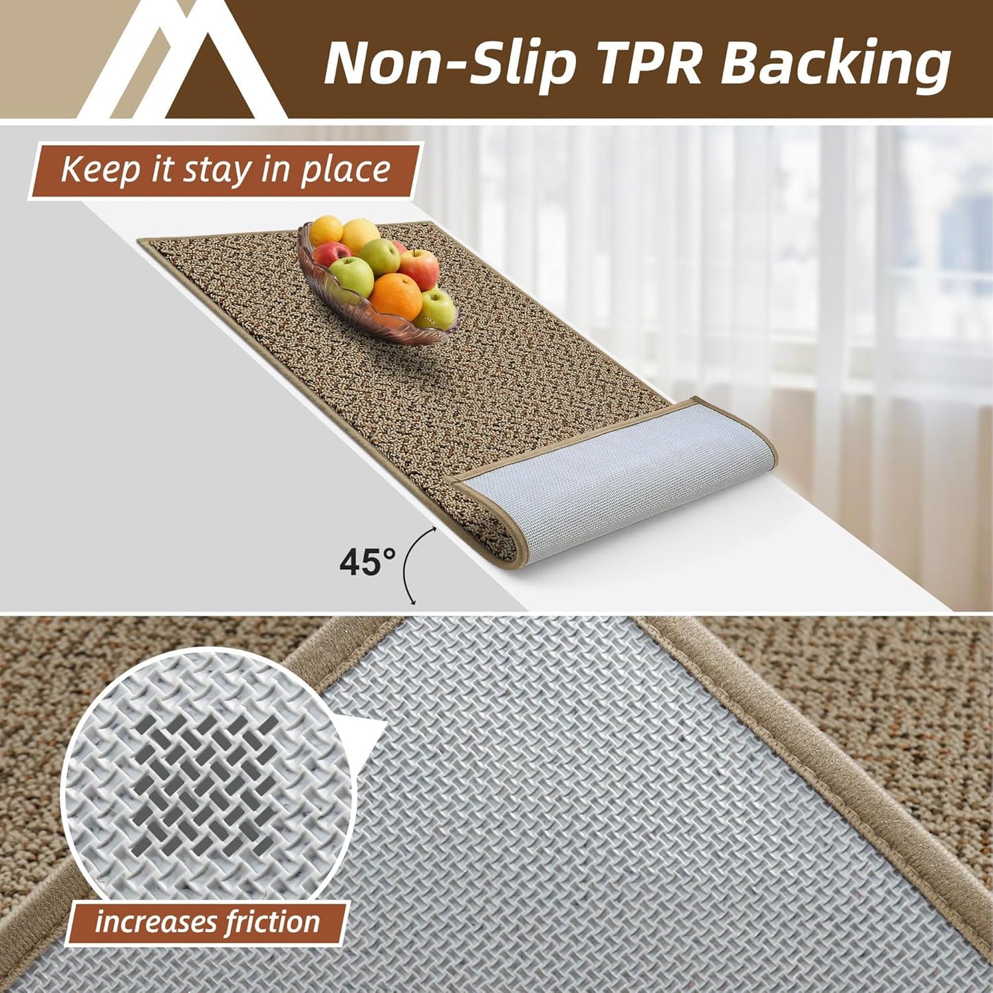 COSY HOMEER Kitchen Rugs 20"x32" Non-Slip Kitchen Mats for Floor Absorbent Stain Resistant Kitchen Floor Mat Machine Washable Rugs for Kitchen,Hallway,Sink,Taupe