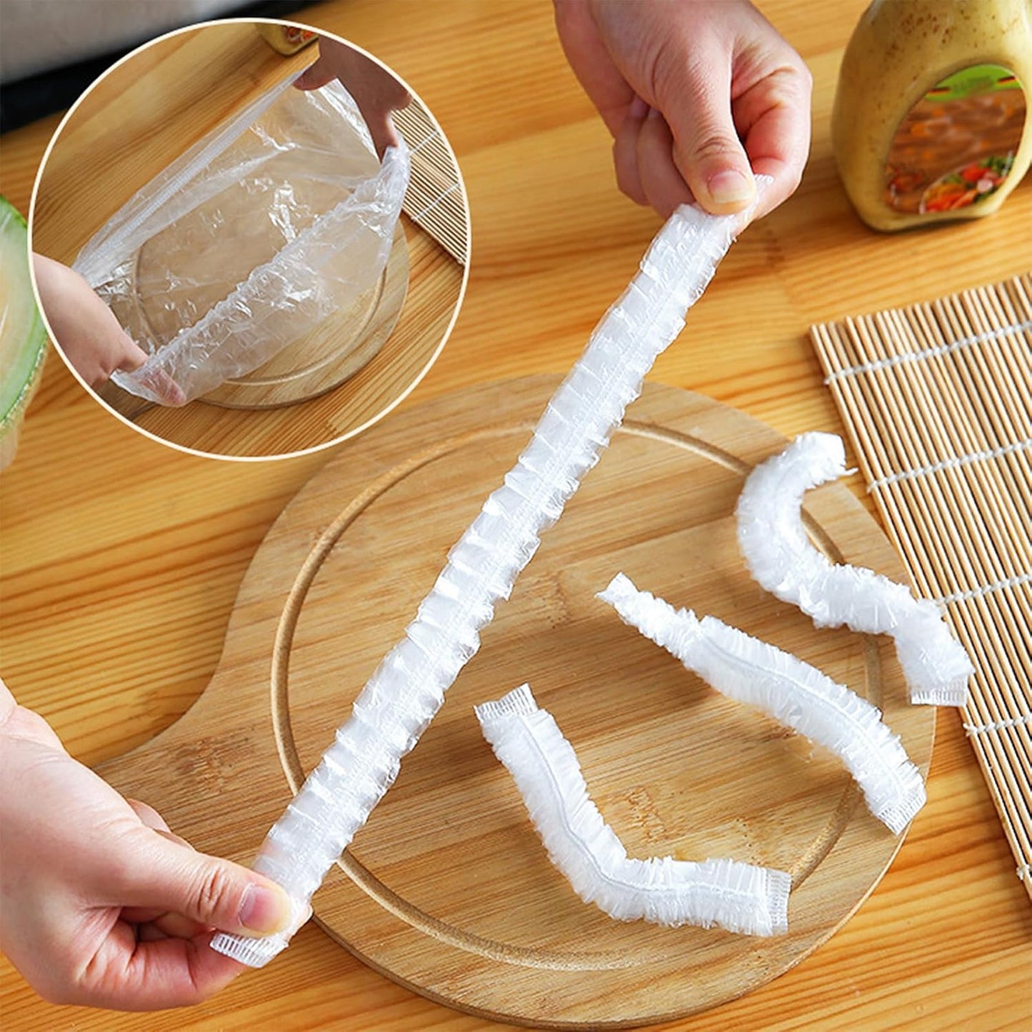 300PCS Elastic Food Covers Fresh Keeping Bags Disposable Stretchable Bowl Covers Universal Kitchen Wrap Seal Bags for Food Storage Bread Proofing and Outdoor Picnics, Adjustable Household Plastic Wrap