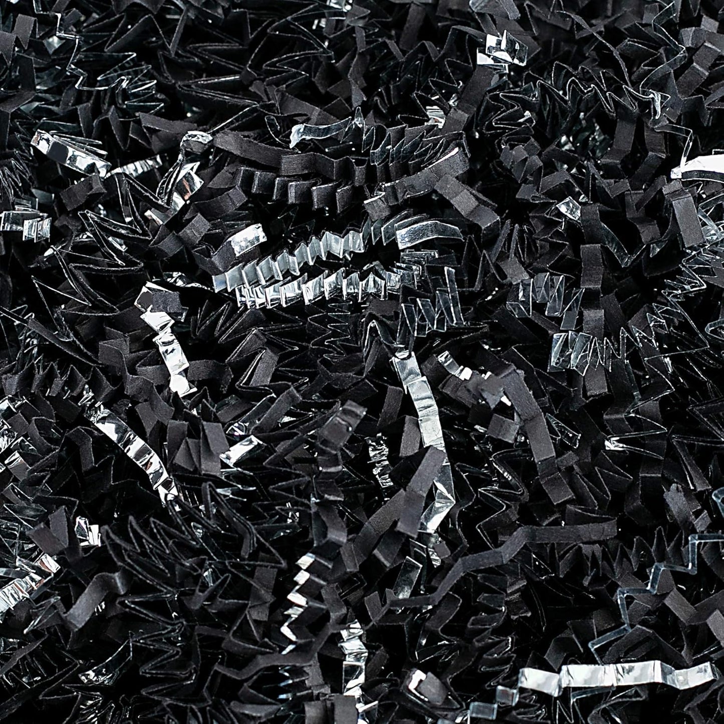 MagicWater Crinkle Cut Paper for Gift Baskets - 2LB - Black & Silver - Perfect for Shredded Paper Filler, Basket Filler, Gift Boxes, Bridesmaid Gifts, Halloween Stuffers & More – For All Occasions