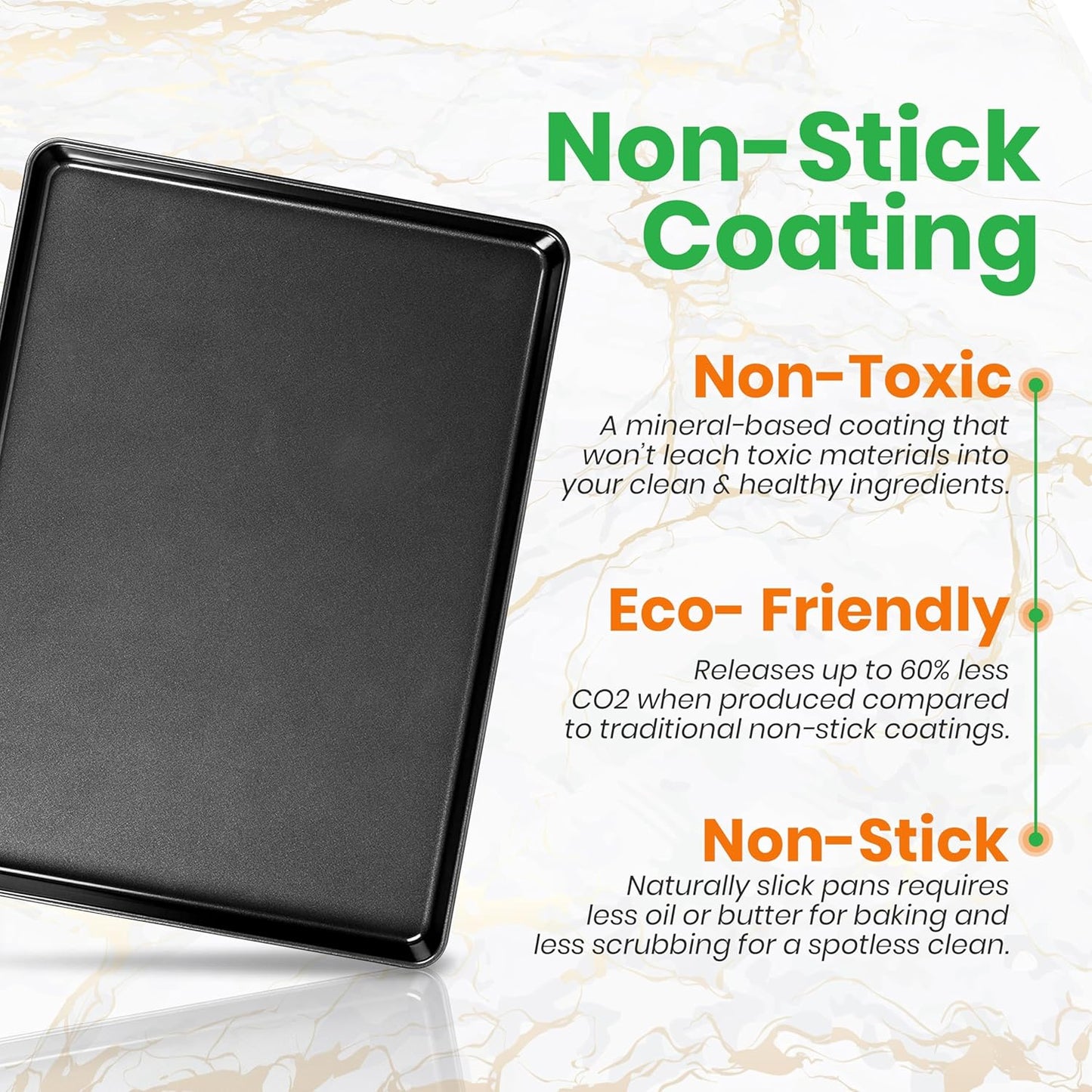 NutriChef 2-Piece XL Mega Cookie Sheet Baking Pans Set - 22" x 16" Extra Large Nonstick Carbon Steel Oven Baking Tray Pans, Stackable Bakeware, Black - NCLGBP16