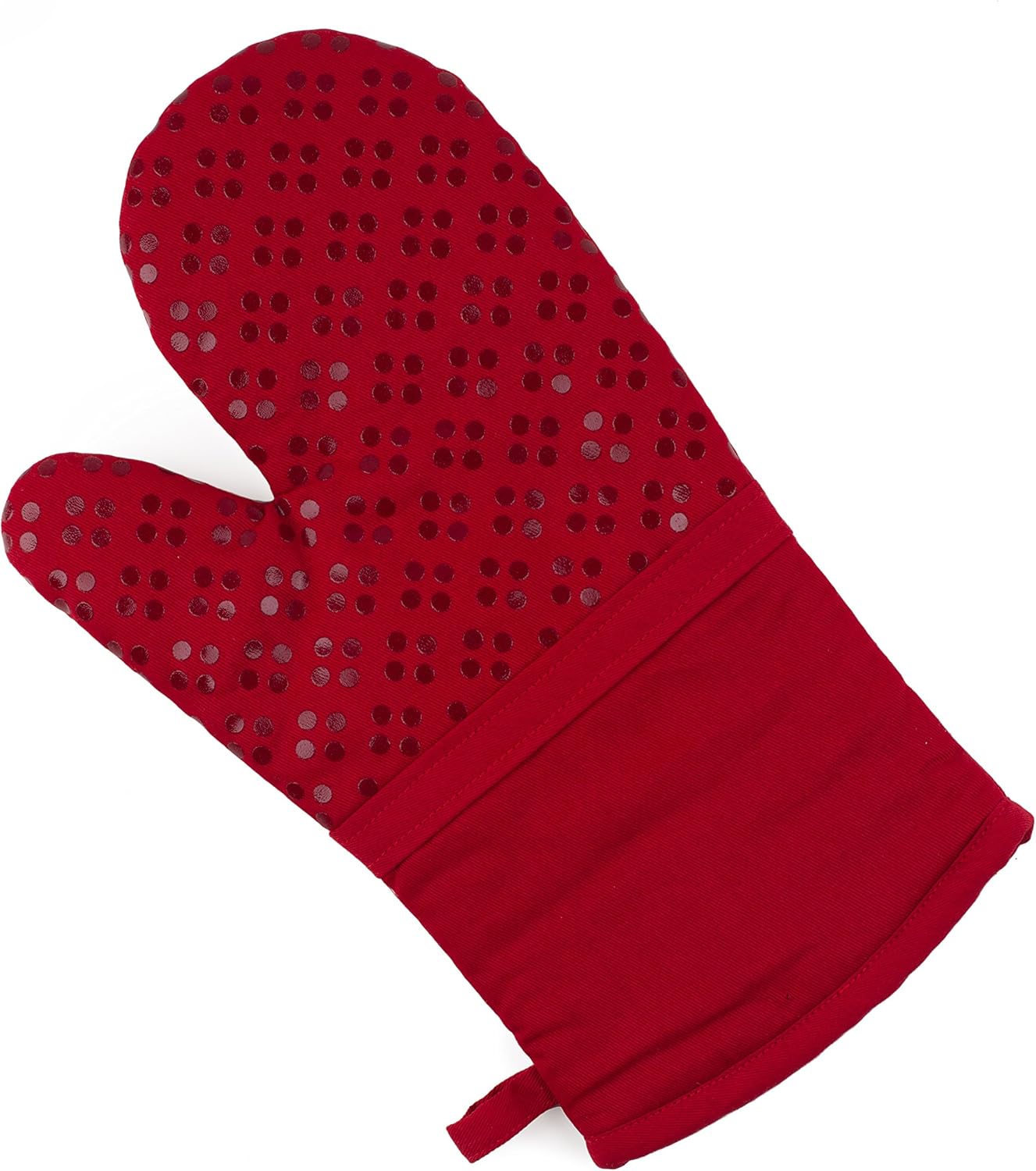 Sticky Toffee 9-Piece Kitchen Set – Red 100% Cotton Terry Dish Towels, Dishcloths, Oven Mitts, and Pot Holders with Non-Slip Silicone, Oeko-Tex Cotton