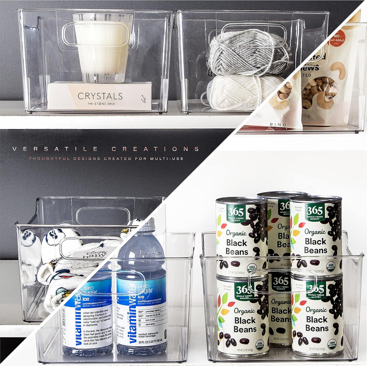 BINO | The Lodge Collection | Plastic Storage Bins - 2 Pack | Multi-Use Organizer With Built-In Handles | BPA-Free | for Pantry, Home, Fridge, and Freezer Organization